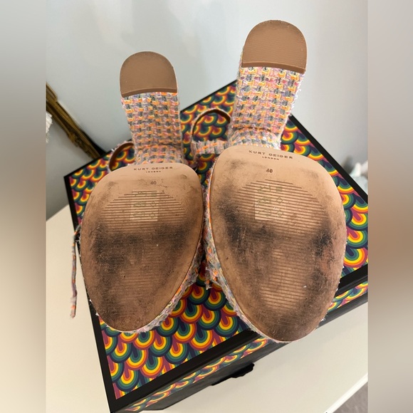 Kurt Geiger Pink Multi Tweed Platform Sandals - Picture 5 of 6